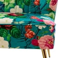 thumbnail image 3 of Home Armless Loveseat Sofa Fabric Flower Bench Bed Chair Golden Leg Bedroom Living Room Blue, 3 of 10