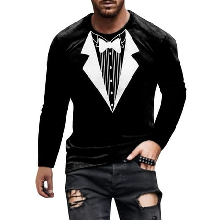 

HSMQHJWE Oversized T Shirts For Men Under Scrub Men Long Sleeve Shirts Men Fashion Suit Print Casual Sports Fitness Outdoor Round Neck T Shirt Long Sleeve Top Long Sleeve Workout Top Pack
