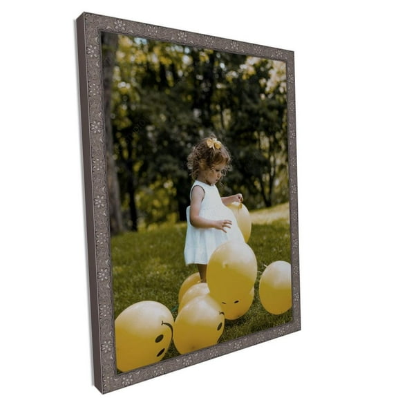 Thin Ornate Silver Floral Picture Frame Flower