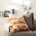 thumbnail image 3 of DaDa Bedding Amber Orange Brown & White Cozy Faux Fur Euro Throw Pillow Cover (M3396), 3 of 4