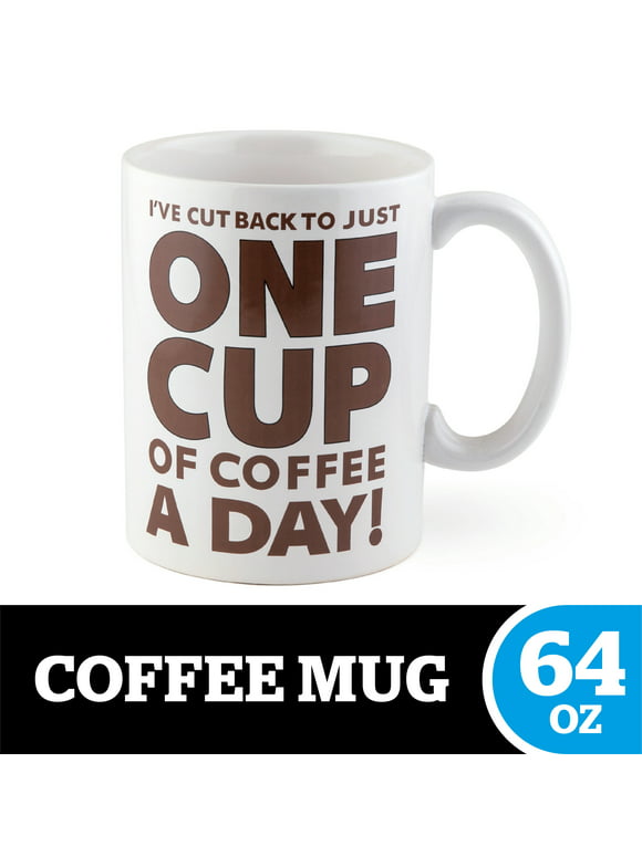 BigMouth Inc. One Cup of Coffee Gigantic Mug  Hilariously Huge 64 oz Ceramic Coffee Cup  Perfect for Gag Gift for Coffee Lovers