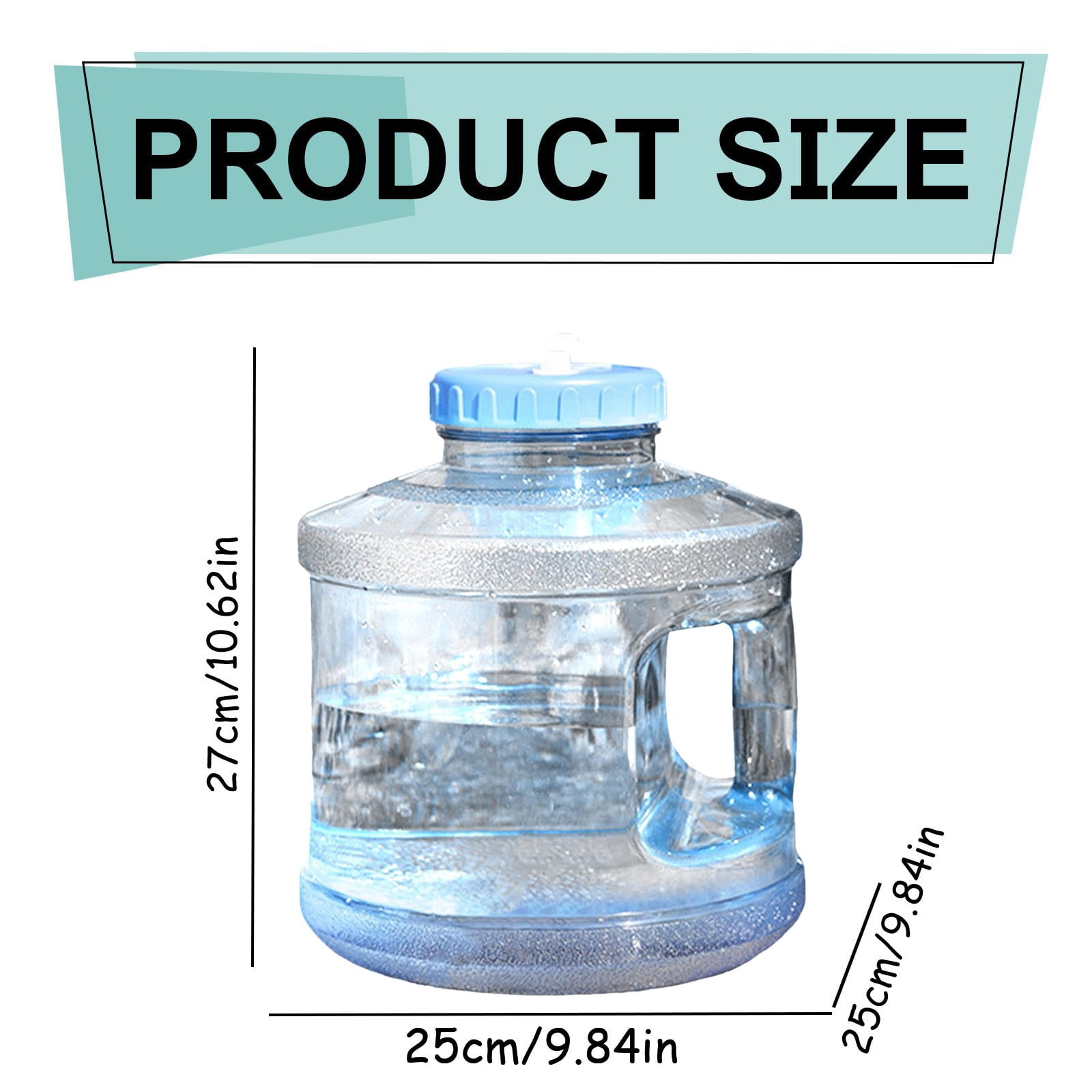AQITTI 1.7 Gallon Gym Water Jug,Round Plastic Water Bottle Container with Screw Top Cap and Integrated Handle,Reusable,BPA Free,Large Capacity for Camping Outdoor Travel Gym Use Sky Blue
