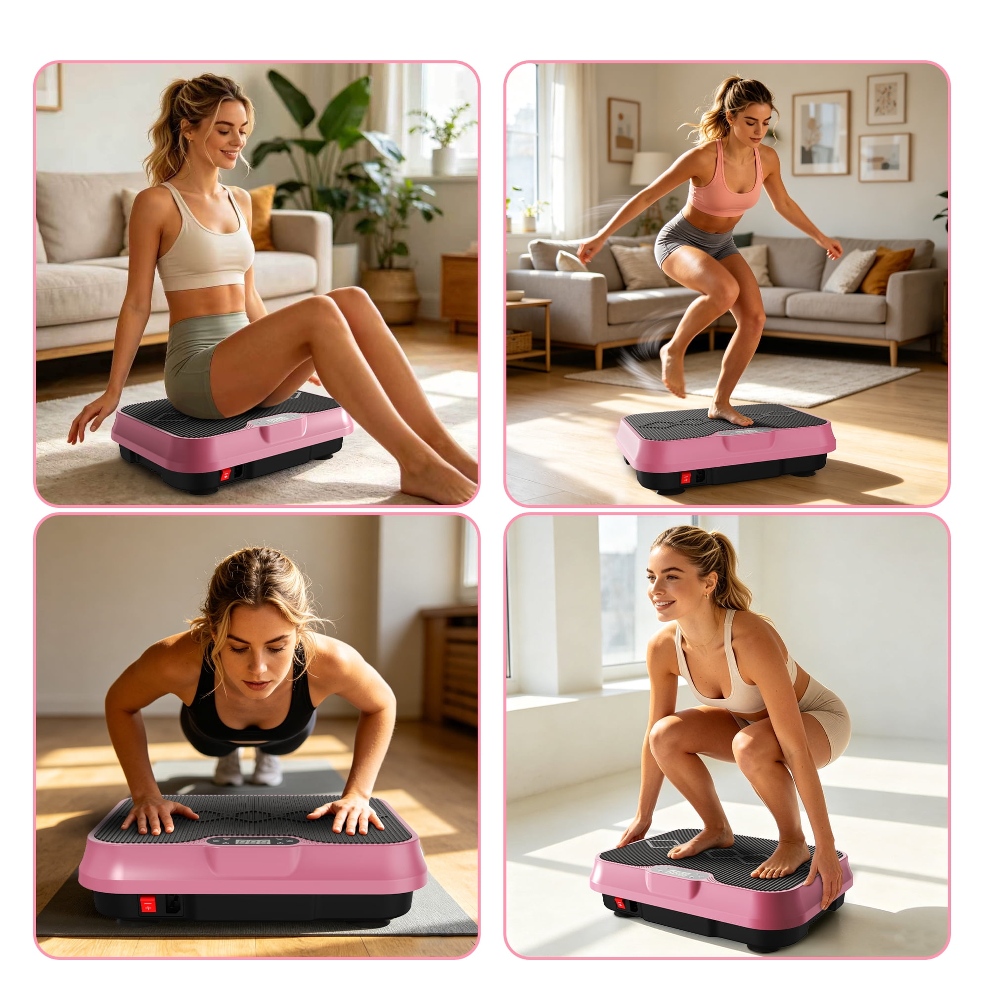 Vibration Plate Exercise Machine, Whole Body Workout Platform with Remote Control, Resistance Bands, Vibration Platform for Home Gym