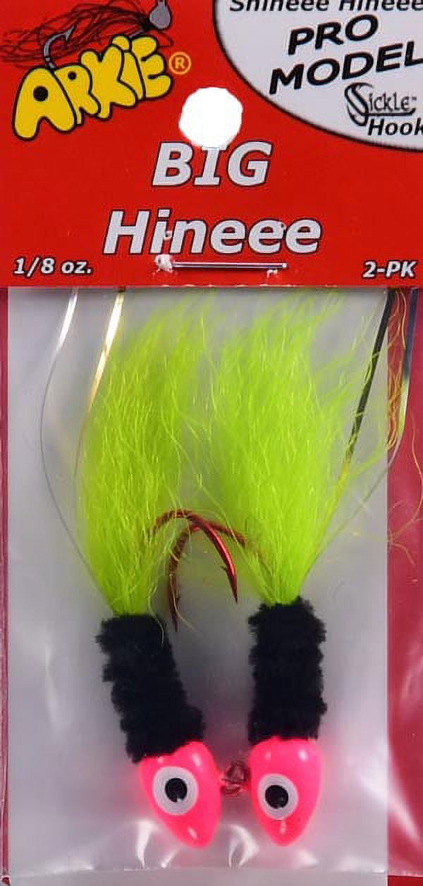 (2 pack) Arkie Lures Pro Model Shineee Hineee Jig, Size 1/8 oz., Color Pink/Black/Chartreuse