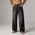 thumbnail image 4 of JUSLIO Jeans for Men,Vintage Washed Wide Leg Loose Straight Casual Denim Jeans,Black 2XL, 4 of 10