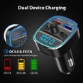 thumbnail image 2 of Transmisor FM Bluetooth Levamdar para Coche con QC3.0 y 7 Colores de Luz de Fondo 12-24V, 2 of 8
