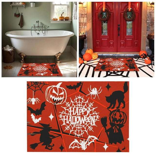 Halloween Doormat Scary Non Entry Rug For Front Door Indoor Outdoor Welcome Mat Durable Polyester Carpet Christmas through Blanket Polyester Throw Blanket Shag Rug 8x10 Blanket with Foot Pocket for