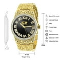 thumbnail image 3 of Mens Roman Numeral Dial Black Face Gold Tone Nugget Style Simulated Diamond Metal Band Watch, 3 of 5