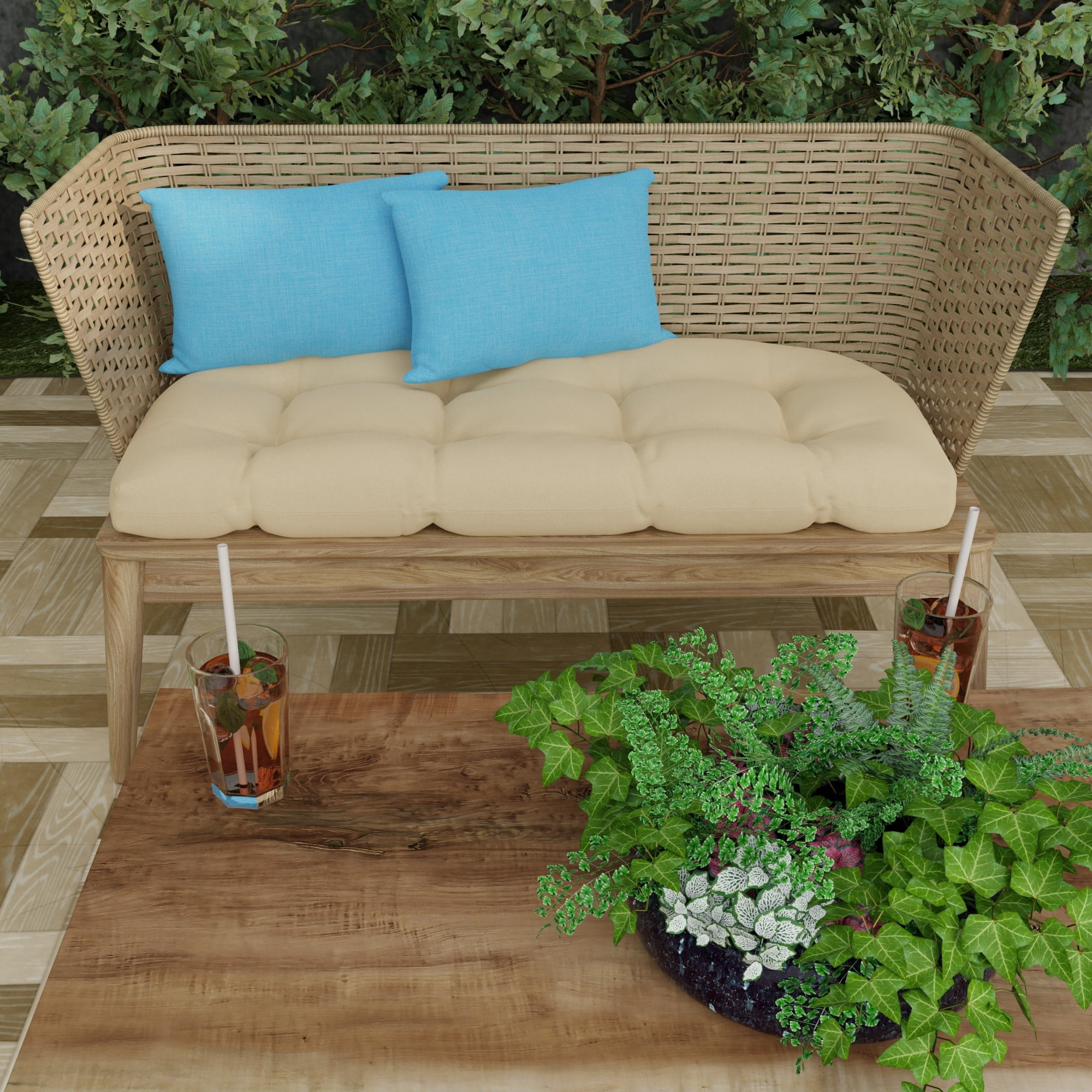 Jordan Manufacturing 12" x 18" Celosia Ice Blue Crosshatch Rectangular Outdoor Lumbar Throw Pillow (2 Pack)