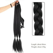 2Pcs Black Ponytail Braid 86cm, Jademall Synthetic Hair for Weaving Ponytail Extensions, Womens Long Hair Accessories, DIY Braided Hair for Ladies