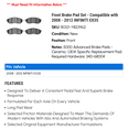 thumbnail image 2 of Front Brake Pad Set - Compatible with 2008 - 2012 INFINITI EX35 2009 2010 2011, 2 of 2