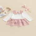 thumbnail image 2 of PENGXIANG Jolie Bébé Filles Robe Romper Plaids Imprimé Peter Pan Col Manches Longues Volants Combinaison, 2 of 9