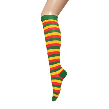 

Zebra Stripes Knee High Tube Party Event Cosplay Costumes Skirts Socks For Women and Girls in Green with Yellow and Red Color