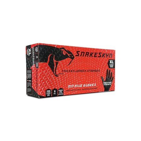 

SnakeSkyn Nitrile 100 Pack Black Disposable Gloves - Extra Large