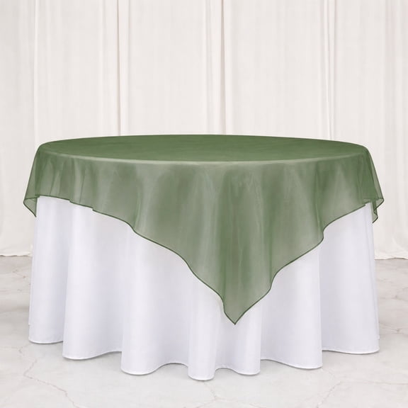 Efavormart 10 Pack Organza Table Overlay 72"x72" Dusty Sage Green - Sheer Table Topper