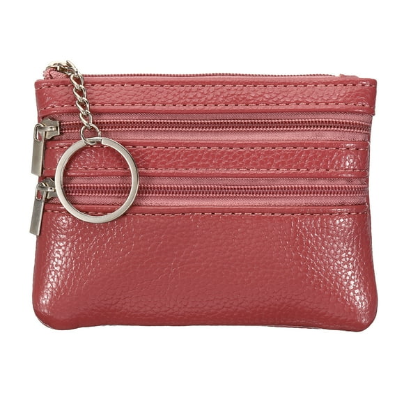 REGALWOVEN 4.7" x 3.5" Coin Purse Pouch, Leather Change Purses Small Organizer Bags, Dark Pink