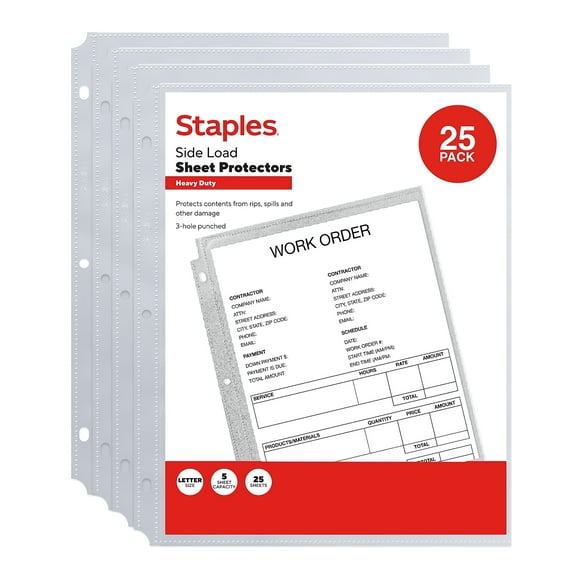 Staples Side Insert Clear Sheet Protectors 431492