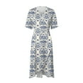 thumbnail image 4 of vigerkar Summer Dresses for Women Short Sleeve V Neck Casual Plus Size Midi Dress Blue, XL, 4 of 7