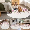 thumbnail image 6 of Spring Floral Round Living Room Rugs 4 ft, Watercolor Pink Cherry Blossoms Romantic Butterfly Washable Area Rug with Non-Slip Sturdy Edge Binding Round Carpet for Entryway Kitchen Bedroom Bathroom, 6 of 9