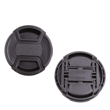 Foto&Tech 2 Pieces Center Pinch Snap-On Front Lens Cap Cover with Anti Lost String Compatible with Nikon Sony Fujifilm Pentax Panasonic Olympus Other DSLR Camera Lens (55mm)