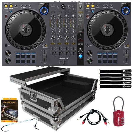 Pioneer DJ DDJ-FLX6 4-Channel DJ Controller with Sliding Laptop Shelf Case Package