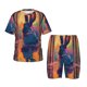 thumbnail image 1 of Fotbe Neon Rabbit In Archway Pijama Estampada de 2 Piezas para Niños – Ropa de Dormir de Manga Corta Cómoda para Niños y Niñas, Camiseta y Shorts de Algodón-Medium, 1 of 6