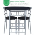 thumbnail image 6 of 3-Piece Dining Room Table Set, Kitchen Table & Chair Sets for 2, Compact Table Set w/Steel Legs, Built-in Wine Rack for Breakfast Nook, Small Space, Apartment, Black, 31.5x21x29" (LxWxH), 6 of 17
