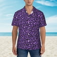 thumbnail image 2 of Balery Purple Leopard Camisas hawaianas de manga corta para hombre, camisas playeras de corte holgado, camisas de vacaciones con botones,Medium, 2 of 7