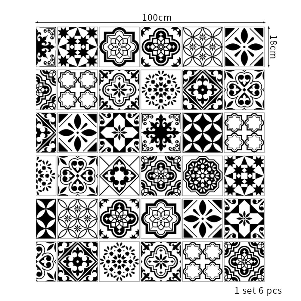 3D Stair Stickers - Removable Tile Decals for Stair Risers, Peel and Stick, 39.3Inch x 7.08Inch,Black and white mosaic pattern wall sticker