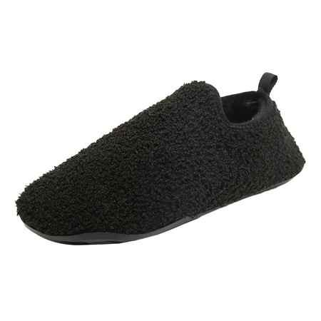 

JDEFEG Men Womens Slippers Couples Fashion Winter Solid Colour Home Indoor Cotton Slippers Soft Bottom Package with Thickened Velvet Warm Slippers Black Size 37