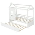 thumbnail image 5 of Hommoo Twin Size House Bed, Wood Platform Bed with Roof Window and Trundle, White, 5 of 7