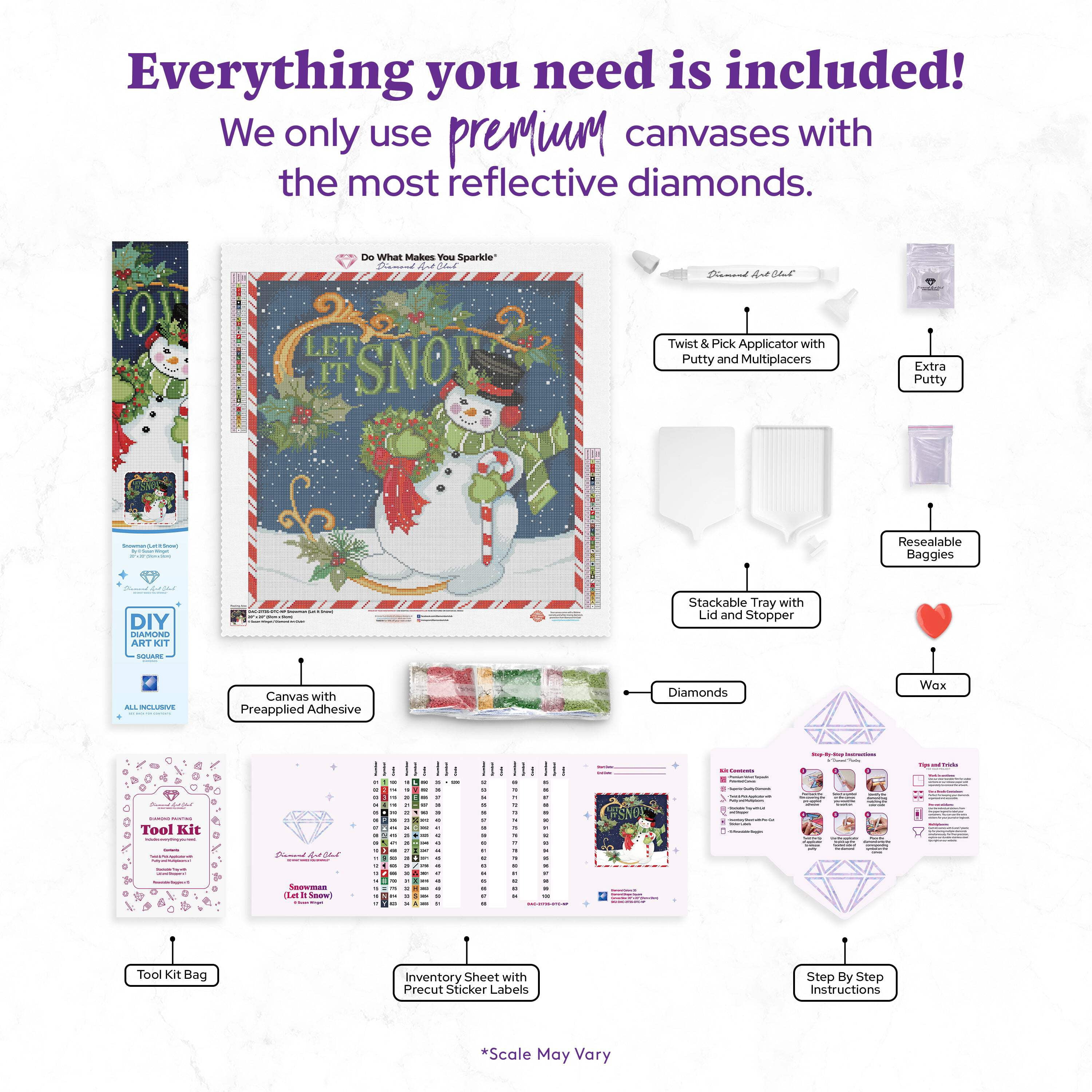 DIAMOND ART CLUB Snowman (Let It Snow) Diamond Painting Kit