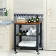 thumbnail image 3 of Gymax Chariot de Service Industriel 3 Niveaux Chariot Utilitaire de Cuisine sur Roues avec Rangement Noir, 3 of 10
