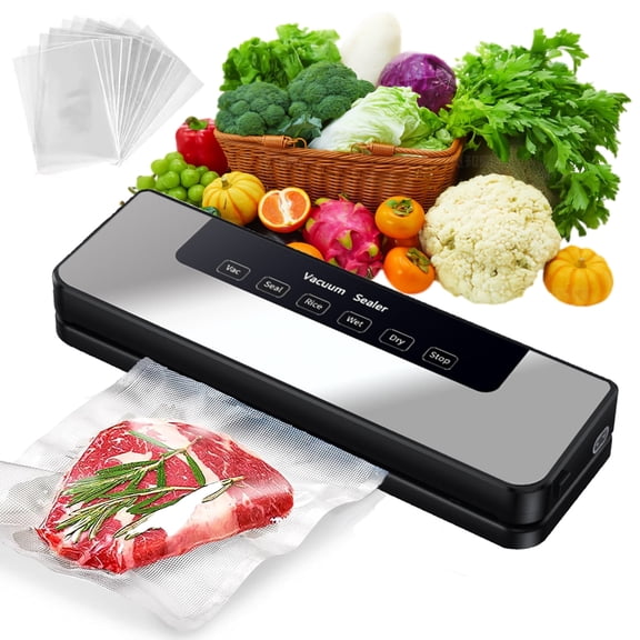 Vacuum Sealer, 80KPA Fully Automatic 5-IN-1 Food Saver Vacuum Machine, Wet and Dry Food Mode, Quick Seal, Food Saver with 10pcs Food Vacuum Sealer Bags