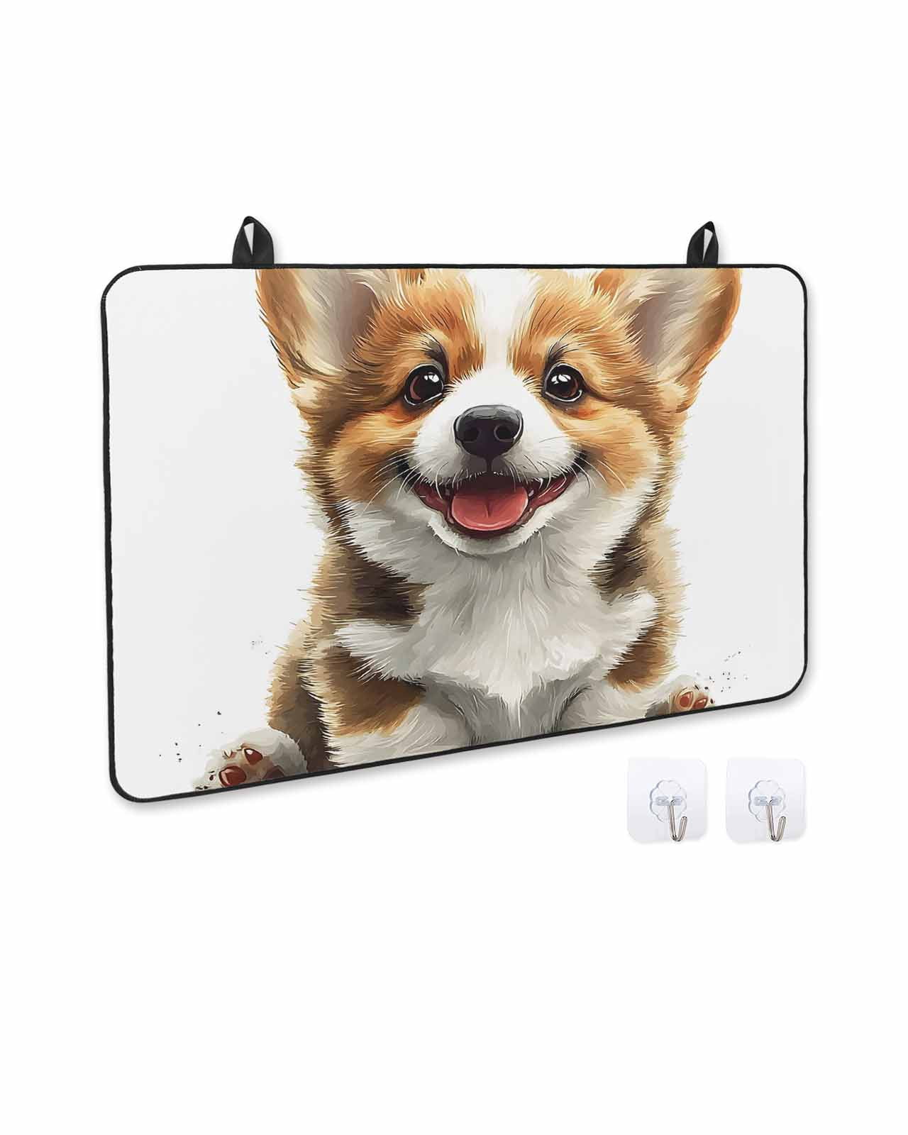 nqOlkjepod Large Induction Cooktop Protector Mat 24"x21", Funny Puppy Stove Top Covers for Electric Stove, Modern Simple Cute Dog Animal Portrait Stove Burner Cover Mats, Glass Top Stove Cover