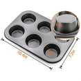 thumbnail image 2 of NOGIS 2 PCS Non-Stick Round 6-Cup Standard Muffin Baking Pan Set Carbon Steel Cupcake Pan Muffin Tin Perfect for Making Muffins or Cupcakes, Black, 2 of 7