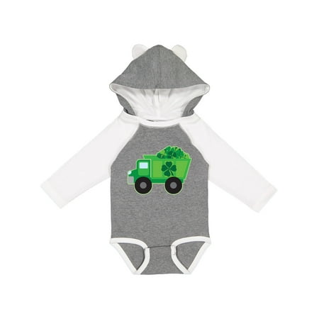 

Inktastic St Patricks Day Irish Clover Dump Truck Childs Gift Baby Boy Long Sleeve Bodysuit