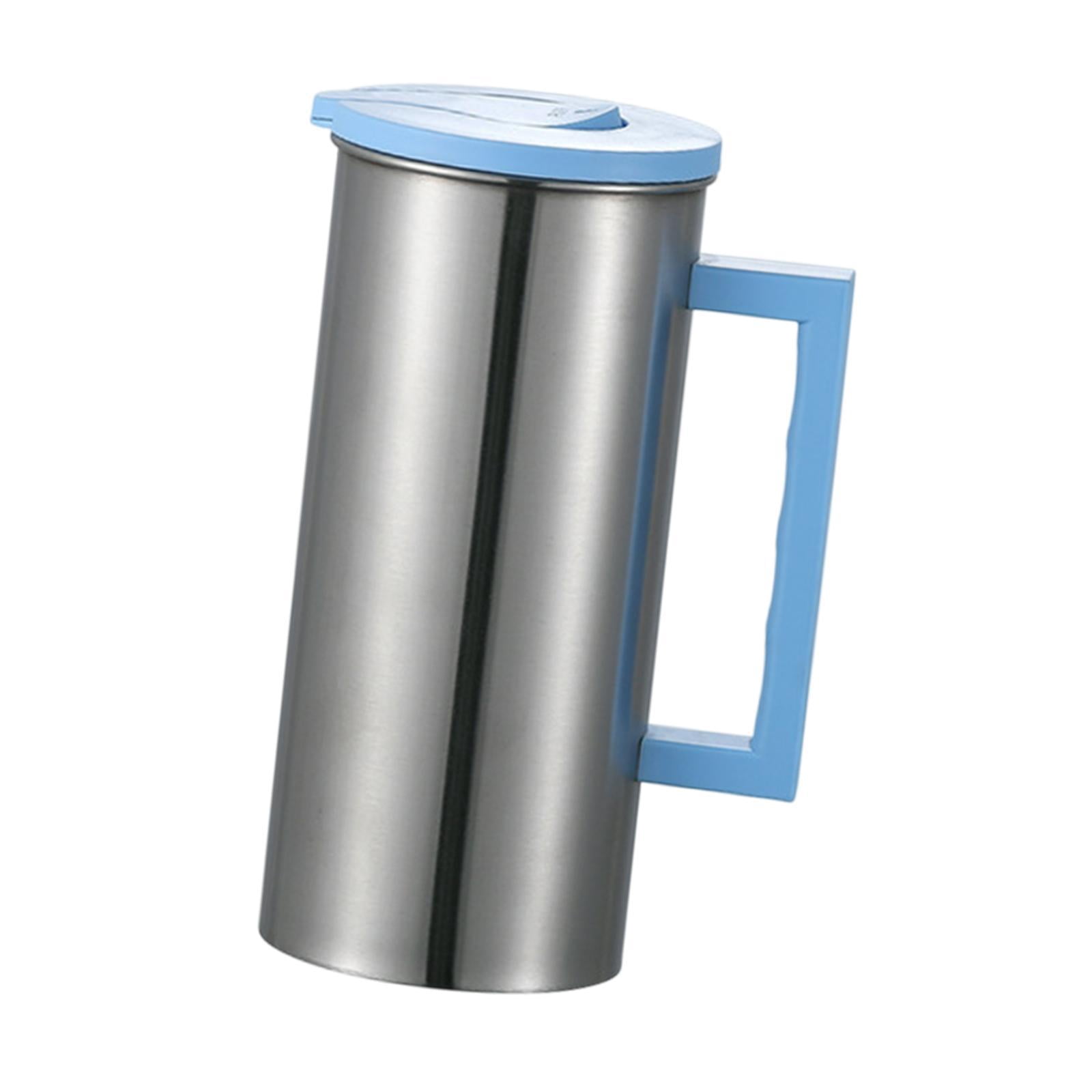 Fancyes Stainless Steel Pitcher Carafe 1800 ml Household Tea Kettle Metal Pitcher Water Jug for Gatherings Juice Milk Blue