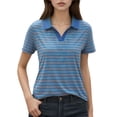 thumbnail image 1 of Fgnfyis T-Shirt à Manches Courtes Rayé pour Femmes Col Rond Décontracté pour Usage Quotidien Printemps Été Automne Blouse Confortable avec Col Classique Hauts Décontractés Bleus G, 1 of 5