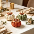 thumbnail image 5 of Cififendec Thanksgiving Knitted Pumpkin Set of 3, 3.94", Hand Woven Fabric Pumpkin Decor for Fireplace Mantel Tabletop Indoor Home Decor, 5 of 6