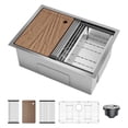 thumbnail image 1 of Bingirl 32-Inch Undermount Kitchen Sink 32 x 19 Inch Undermount Workstation Sink with Sliding Accessories 16 Gauge Stainless Steel Single Bowl Kitchen Sinks for Workstation RV, 1 of 8