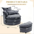 thumbnail image 2 of Aukfa Swivel Accent Chair 36" Oversized Barrel Chair with Storage Ottoman & Phone Holder for Living Room, 4 Pillows, Gray, 2 of 9