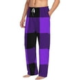thumbnail image 2 of Easygdp Purple Buffalo Plaid Men's Pajama Pant, Sleep Elastic Waistband Lounge Pants - X-Large, 2 of 9