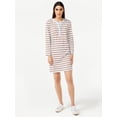 thumbnail image 2 of Free Assembly Women's Striped T-Shirt Bib Mini Dress with Long Sleeves, 2 of 6
