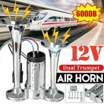 600db Dual Trumpet Train Electric Air Horn Truck Train Boat Super Loud Speak 12V
