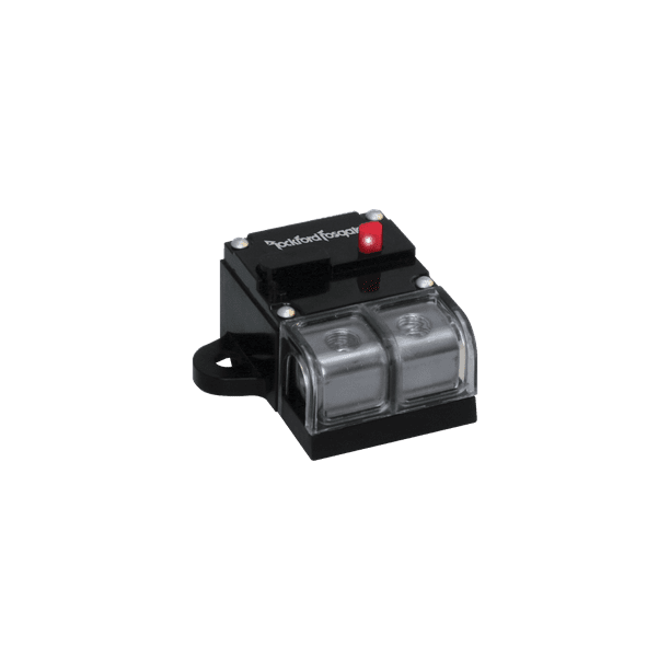 Disyuntor de Circuito Rockford Fosgate RFCB200 200 Amperes Entradas Calibres 1/0 y 4 AWG Chapado en Rockford Fosgate RFCB200
