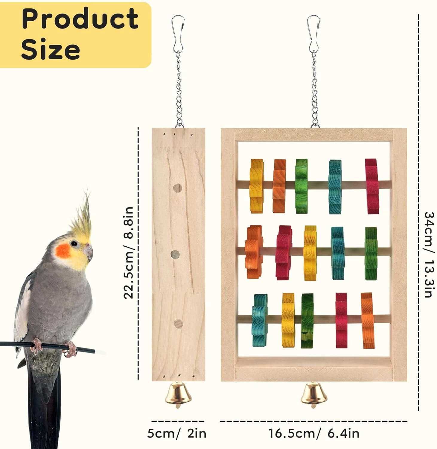 Bird Toys, Hanging Parrot Chew Toy, Natural Wooden Chewing Puzzle Training Blocks for Parrots