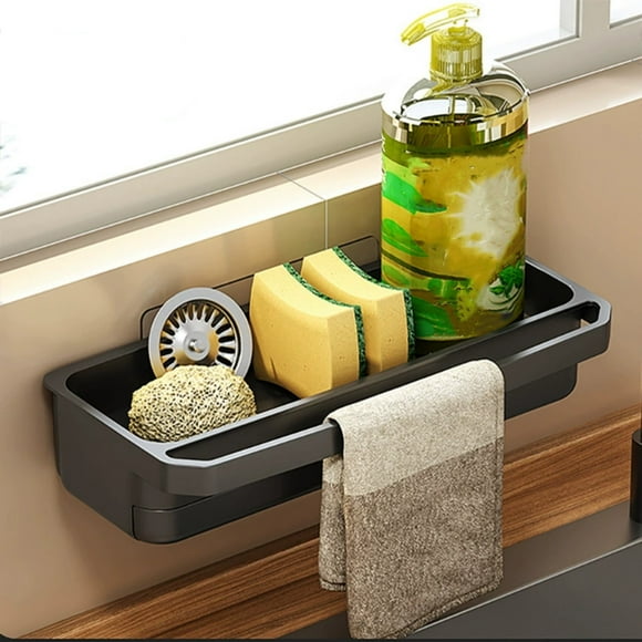 Kitchen Sink Rack Kitchen Faucet Rack Dishwashing Sink Sink Rack Wall Mounted Drainage Basket Steel Sponge Storage Rack
