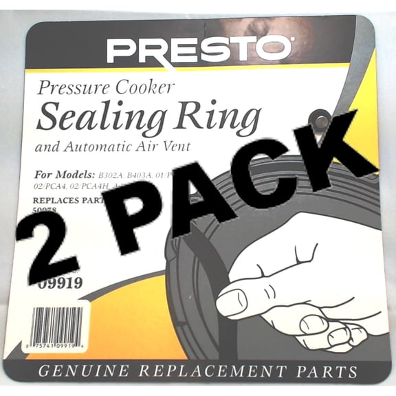 2 Pk, Presto Pressure Cooker Sealing Ring Gasket, 09919
