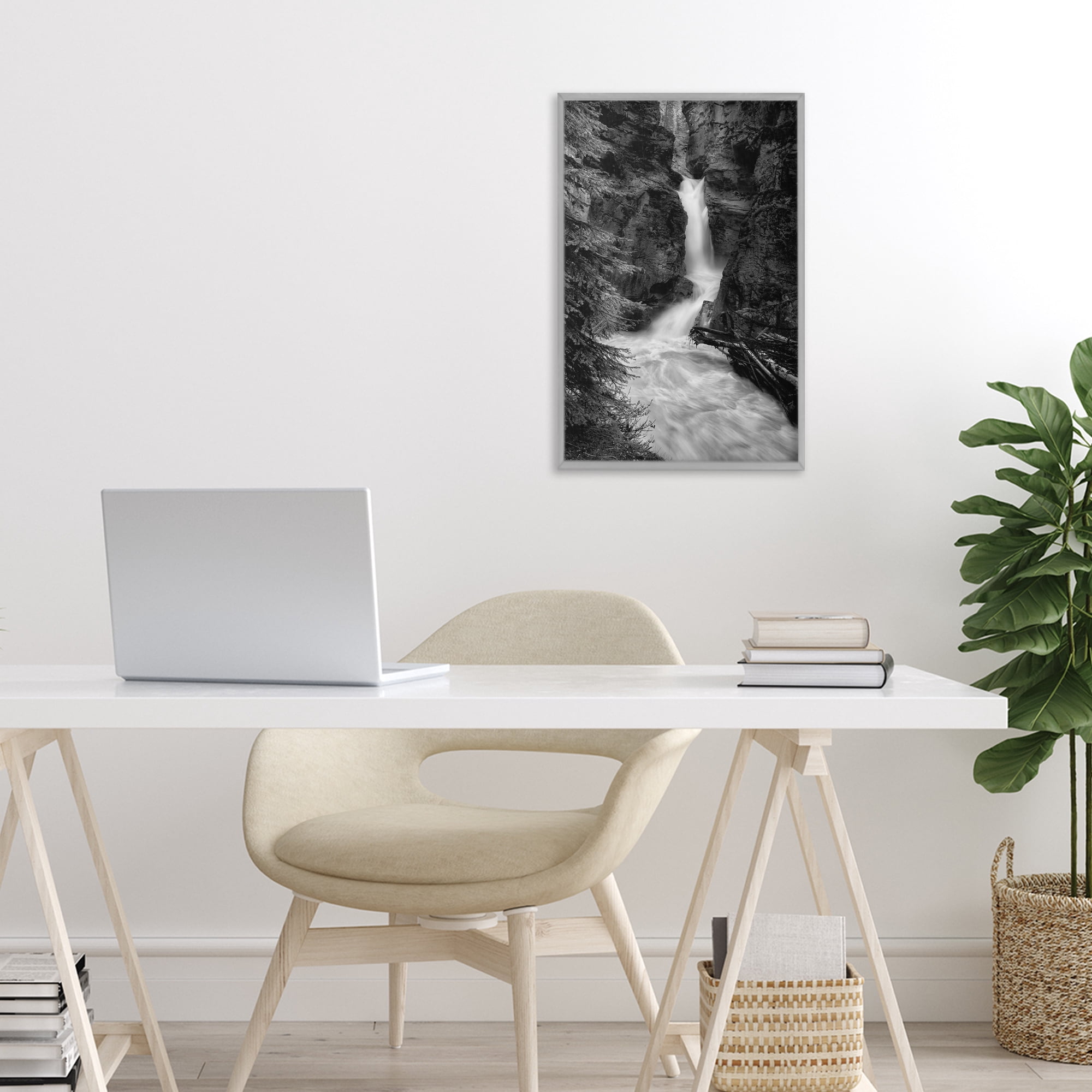 Stupell Industries Banff National Park Waterfall Gray Framed Giclee Art, design by Jon Evan